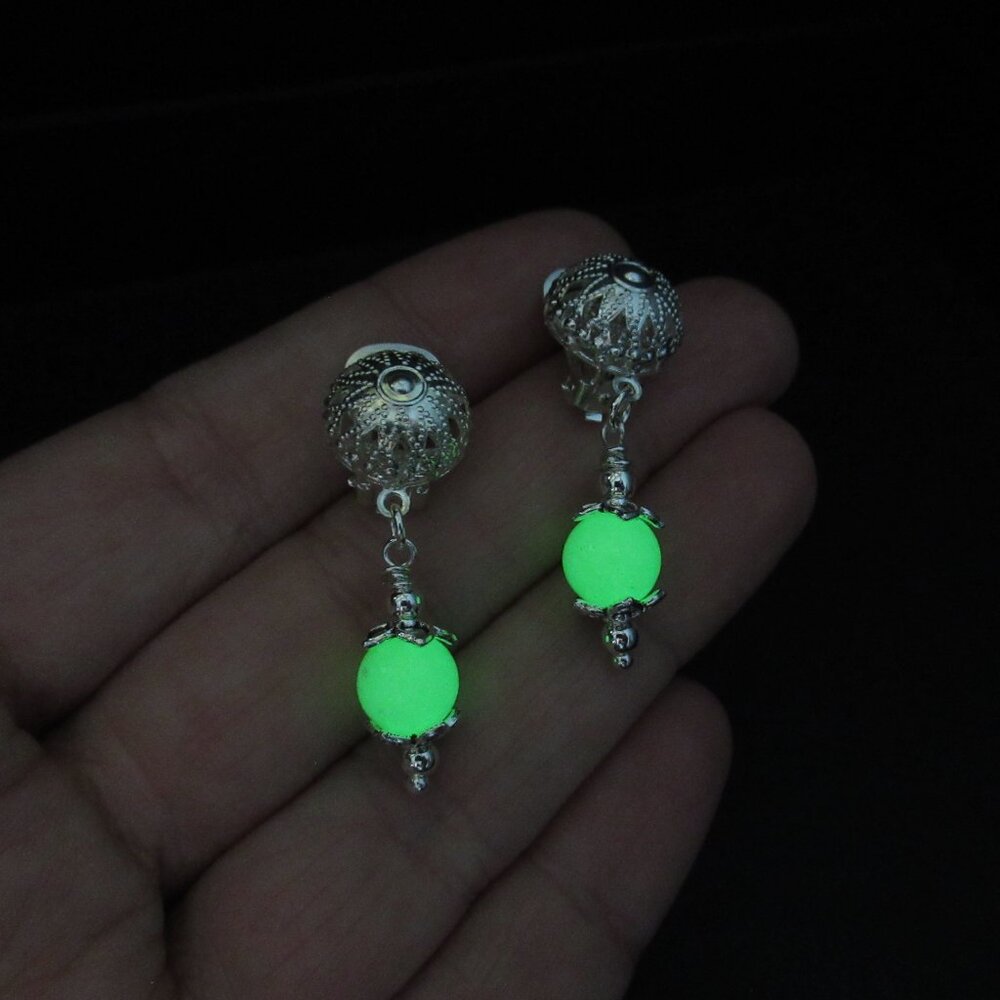 Glow in the dark clip on earrings
